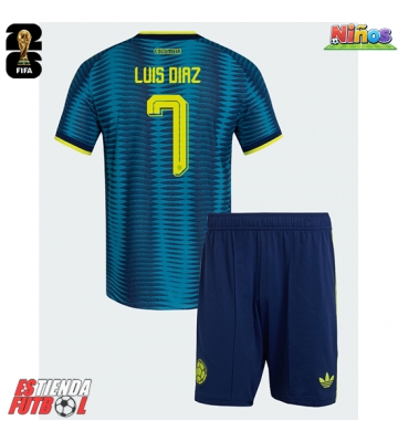 Colombia Luis Diaz #7 Segunda Equipación Niños Mundial 2026 Manga Corta (+ Pantalones cortos)